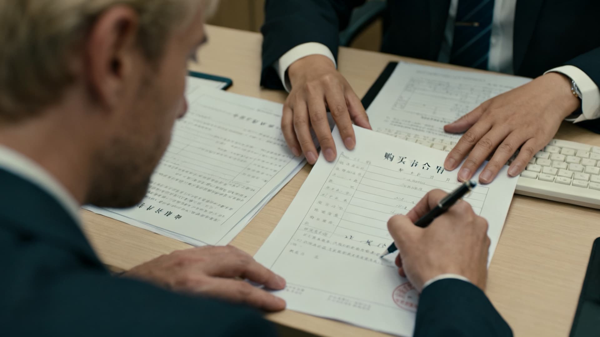 photo: signing the contract, the agent and the buyer