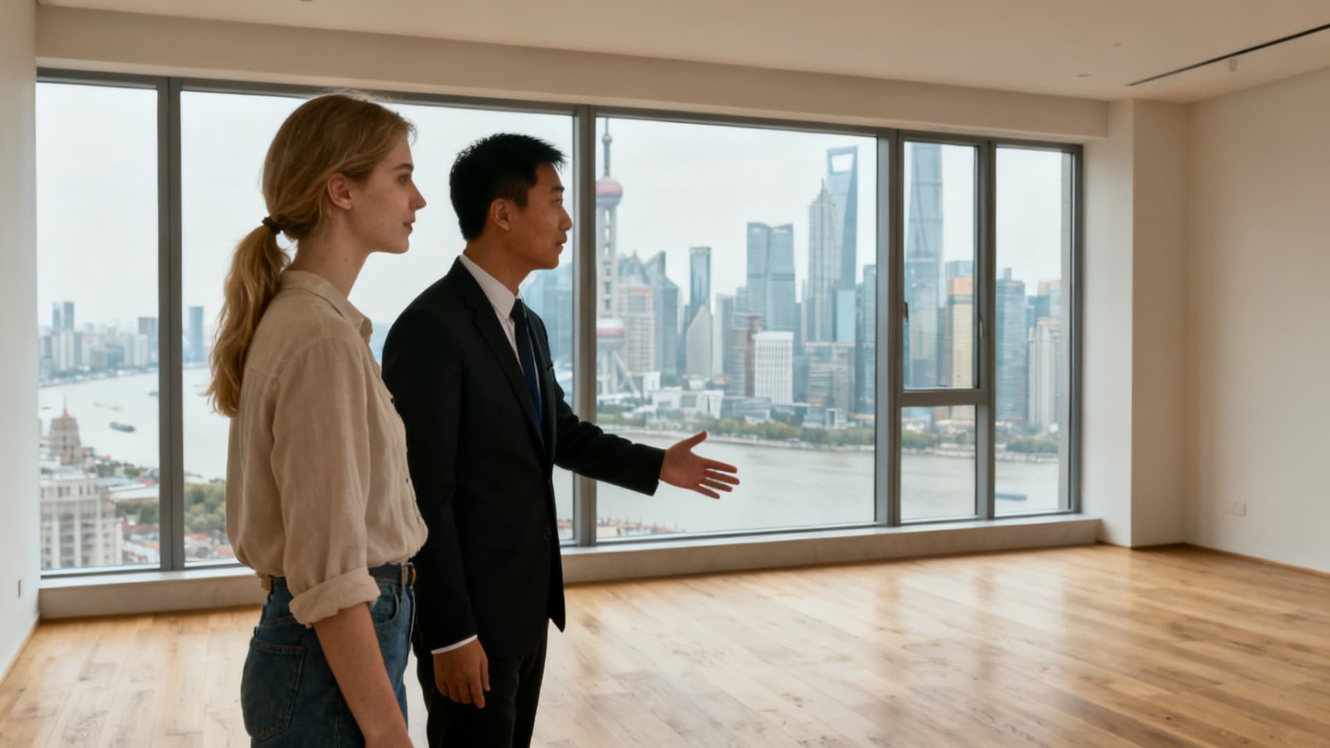 photo: viewing an apartment in Pudong, the client and the concierge