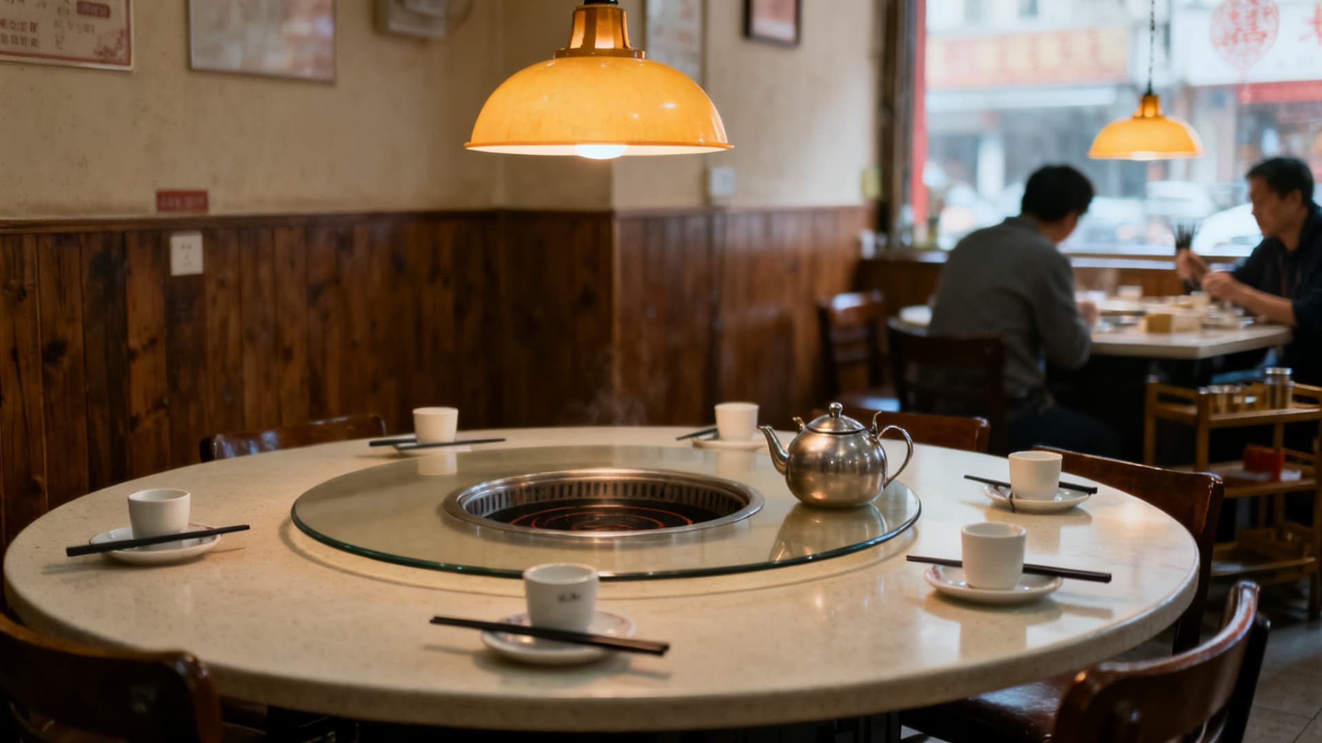 photo: a laid table in a small restaurant