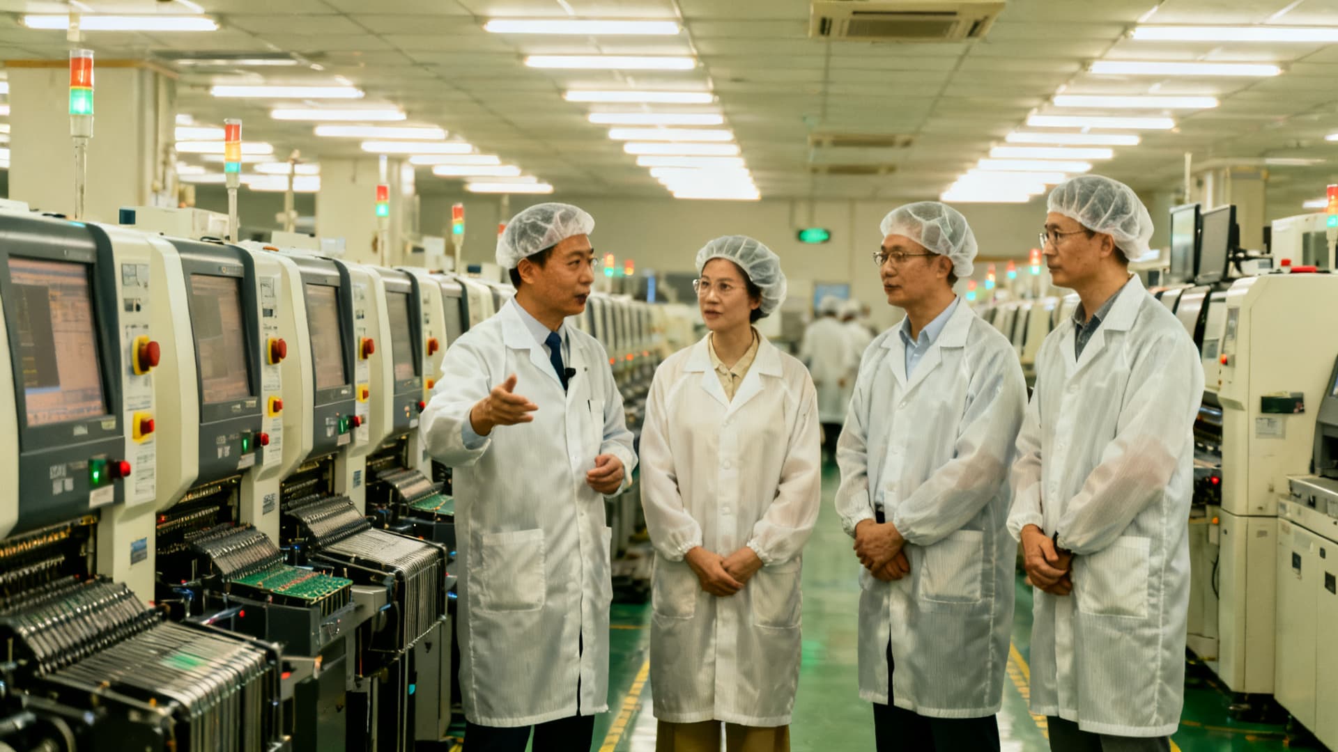 photo: a workshop in Shenzhen, a delegation on a tour